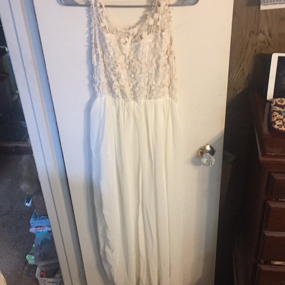 Jade & Juliet lace floor length white dress